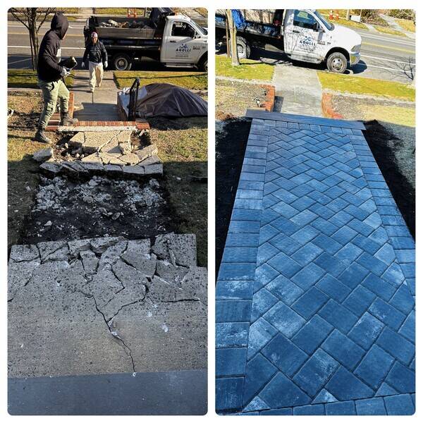 Before & After Paver Sidewalk Installation in North Bergen, NJ (1)